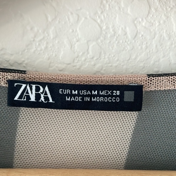 Zara Asymmetrical Mesh Long Sleeved Top Sz: M - Picture 3 of 6